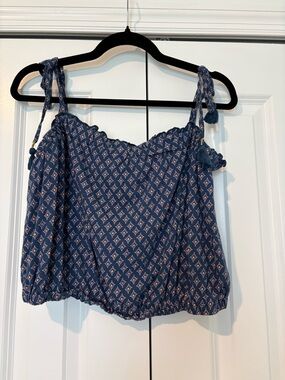 Lucky Brand Blue Printed Tie-Strap Camisole